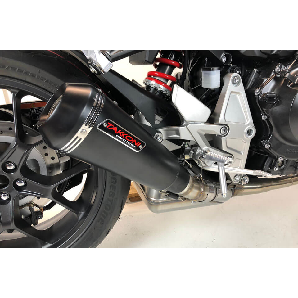 TAKKONI stainless steel black end pot for Honda CBR 500 R / CB 500 F, 13-15 (Euro3)